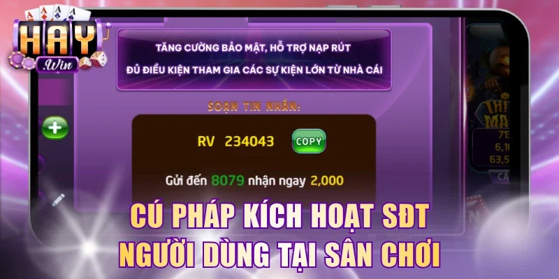 Cú pháp kích hoạt SĐT người dùng tại sân chơi