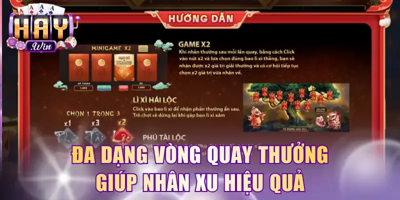 Đa dạng vòng quay thưởng giúp nhân xu hiệu quả