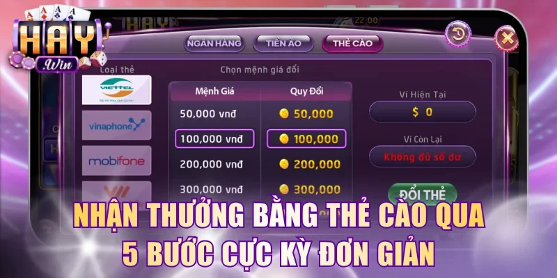 Nhận thưởng bằng thẻ cào qua 5 bước cực kỳ đơn giản